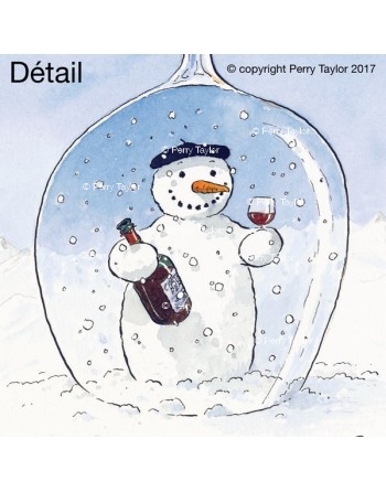 Snowman wine glass - greeting card