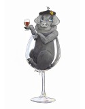 Cochon dans un verre du vin
