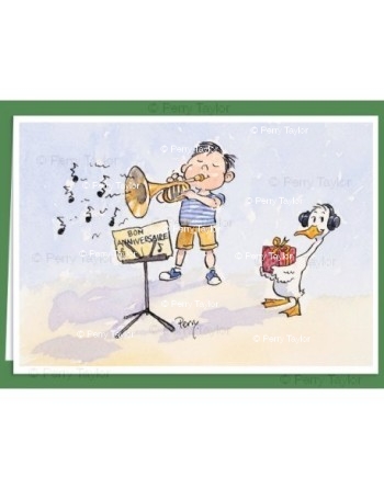 Joyeux anniversaire récital de trompette. Carte de voeux pour un anniversaire