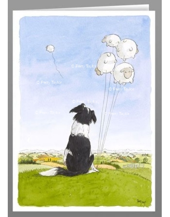 Sheepdog balloons, greeting card