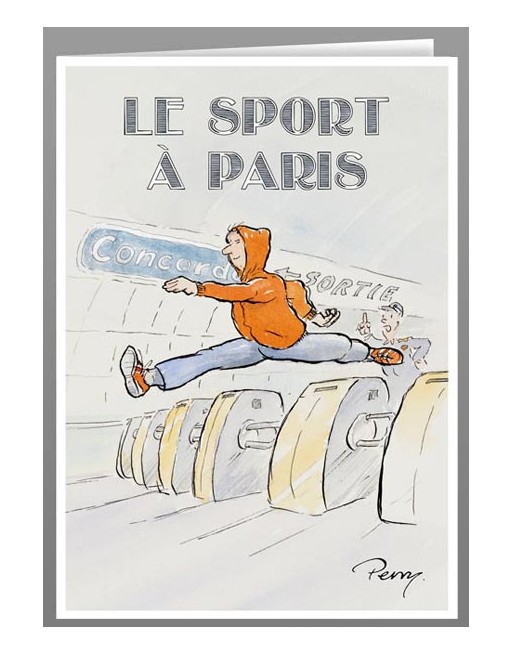 Le sport à Paris, course de haies. Cartes de voeux.