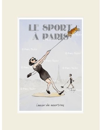 Le sport à Paris, hammer thrower. In a mount.
