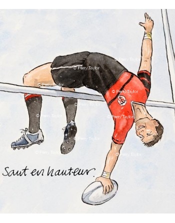 Sports in Gascony. The High jump. Detail.