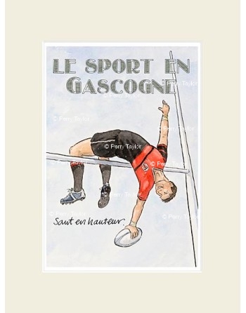 Sports in Gascony. The High jump. Mounted.