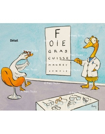 Duck at the optician's, greeting cards