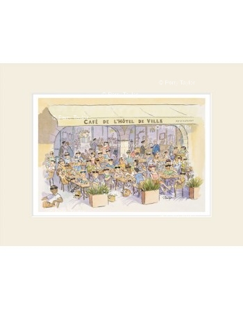 Cafe de l'hôtel de ville, Marciac. With passepartout.