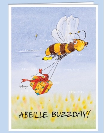 Abeille buzzday. Carte de voeux pour un anniversaire