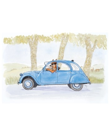 Deux chevaux dans un 2CV.