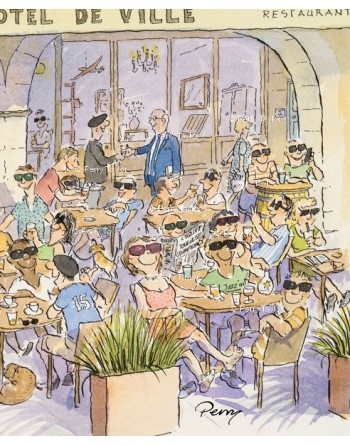 Cafe de l'hôtel de ville, Marciac. Detail.