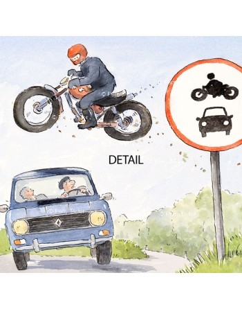 Motocross warning sign. Detail.