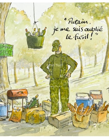 Pigeon hunter without a gun? Detail.