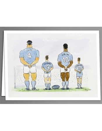 Rugby Players x 5 greeting cards