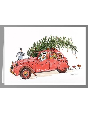 Red 2CV Christmas duck